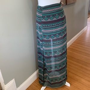 NWT Jella Couture green tribal maxi skirt